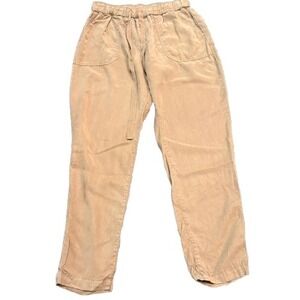 Becool Drawstring Waist Ankle Pants Lightweight Tencel Neutral Tan Size Medium